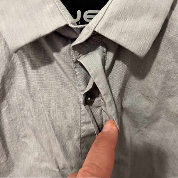 Zara Mens Large Long Sleeve Button Up Dress Shirt Gray Color Slim Fit - Picture 4 of 5